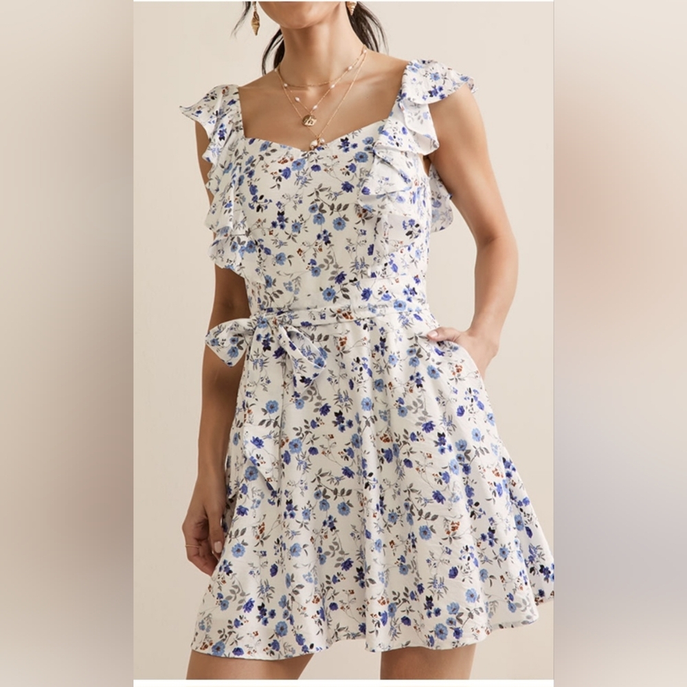 Floral Ruffle Dress with Tie Waist